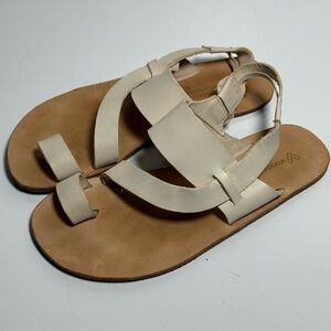 VivoBarefoot Opanka Leather Sandals Womens Size 39 in Off White